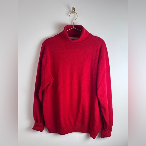 Kinross Cashmere Red turtleneck sweater size L - Picture 1 of 13